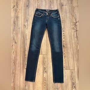 Silver Jeans Co. Suki Mid Skinny Jeans Dark Wash W25 L33 Stretch